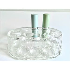 Vintage 80s Acrylic Lipstick Stand Holder, Fits 8, Clear Make Up Storage